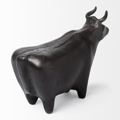 Black Cast Aluminum Bull Decor Piece