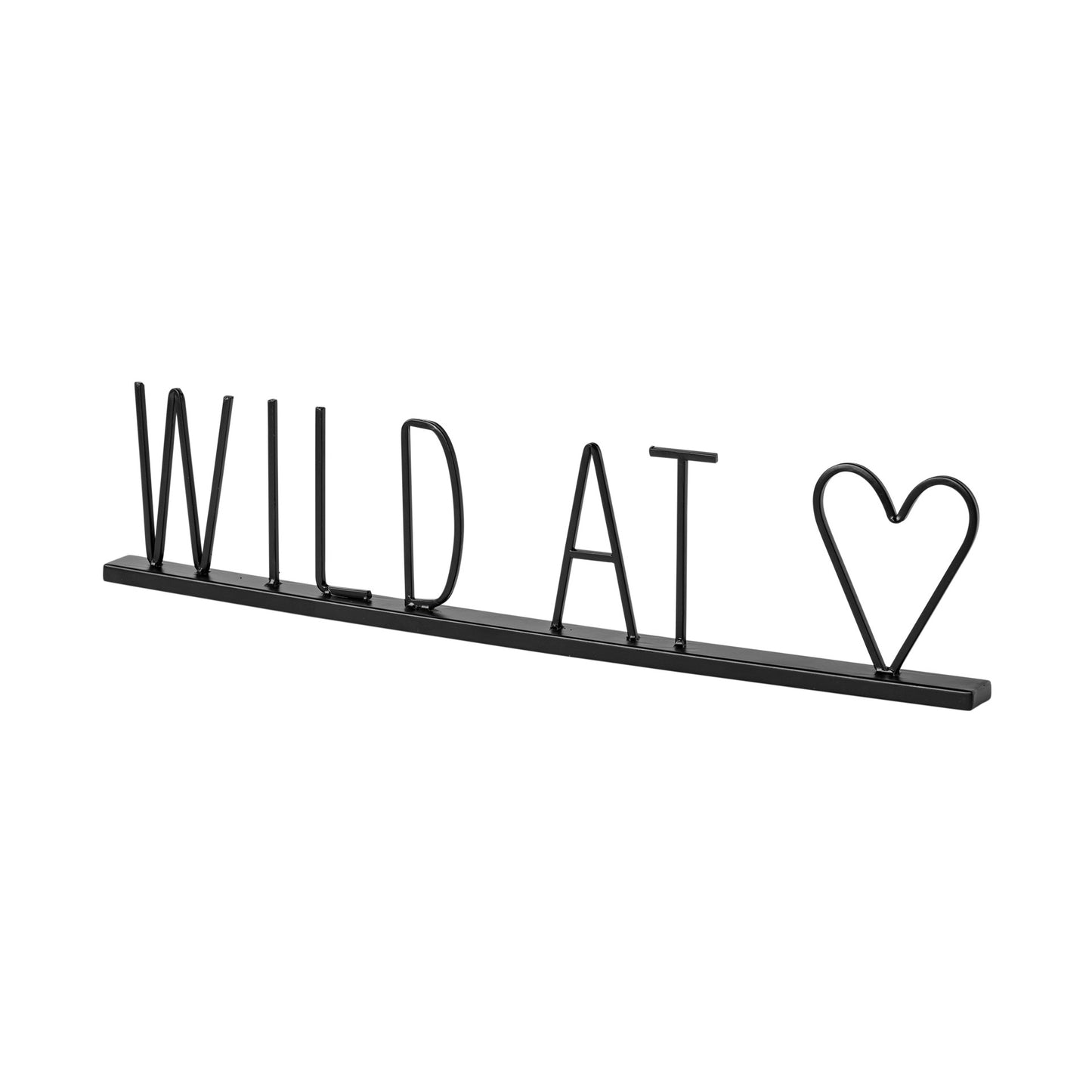 24" Black and Brown Metal And Wood Wild At Heart Tabletop Sign