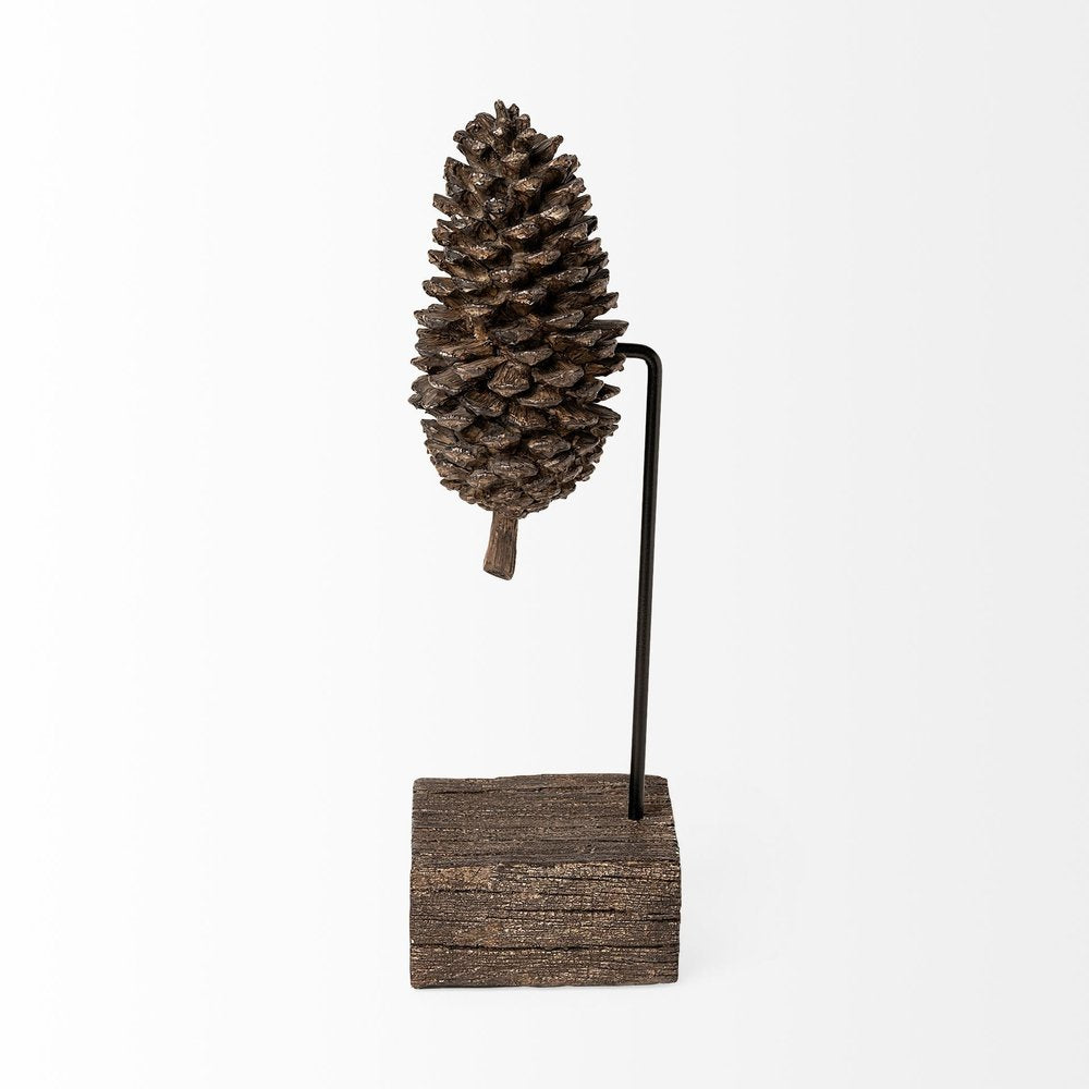 11" Golden Brown Resin Pinecone Tabletop Sculpture