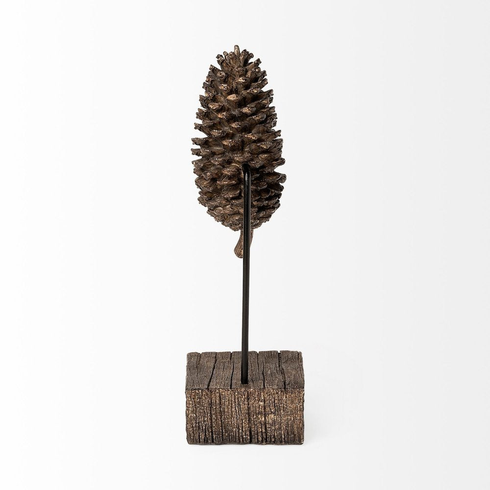 11" Golden Brown Resin Pinecone Tabletop Sculpture