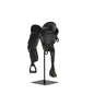 17" Black Metal And Resin English Horse Saddle Tabletop Sculpture