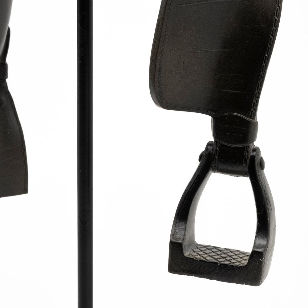 17" Black Metal And Resin English Horse Saddle Tabletop Sculpture