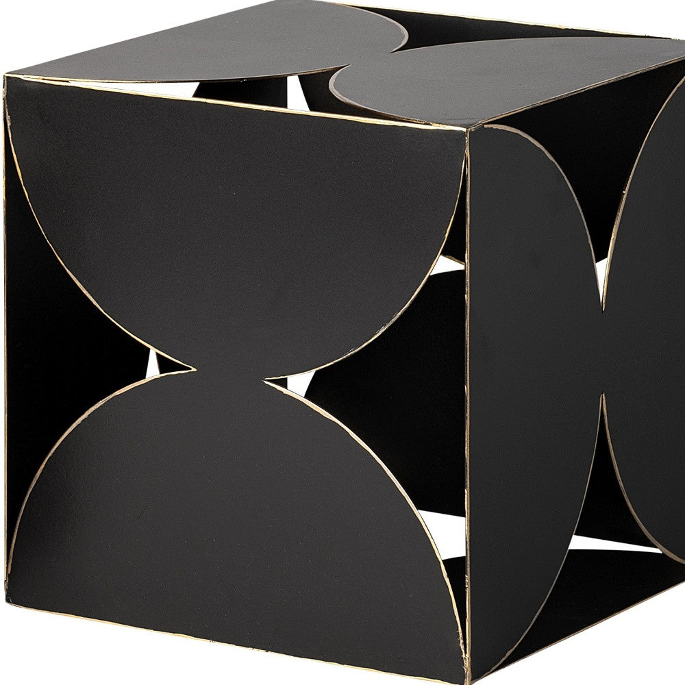 8" Contemporary Black Metal Geo Cube Sculpture