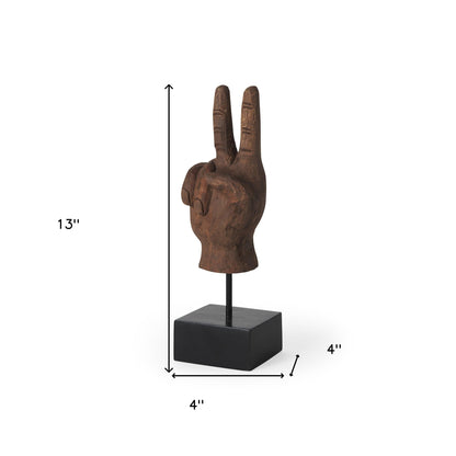 13" Brown Fabric Hand Tabletop Sculpture