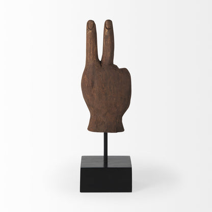 13" Brown Fabric Hand Tabletop Sculpture