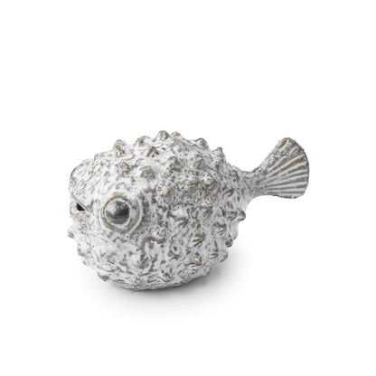 Petite Off White Puffer Fish Sculpture