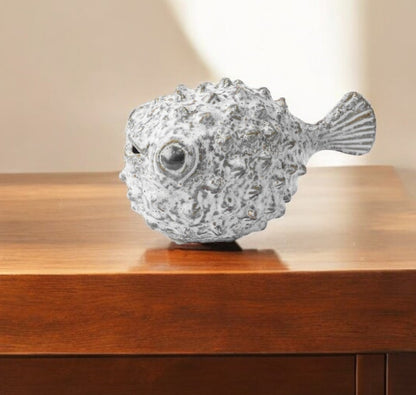 Petite Off White Puffer Fish Sculpture