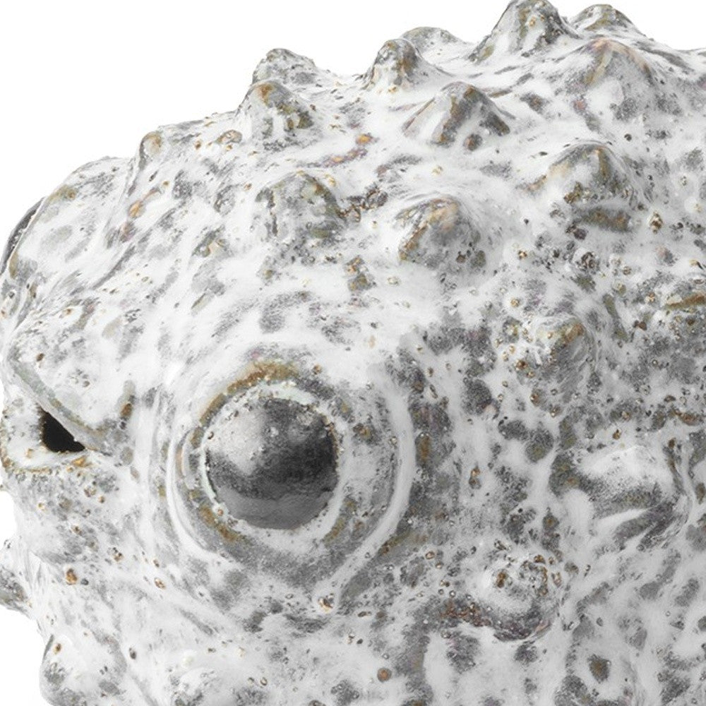 Petite Off White Puffer Fish Sculpture