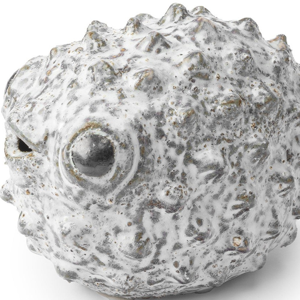 Petite Off White Puffer Fish Sculpture