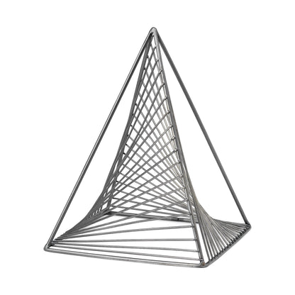 Contemporary Gray Metal Triangular Decor Piece