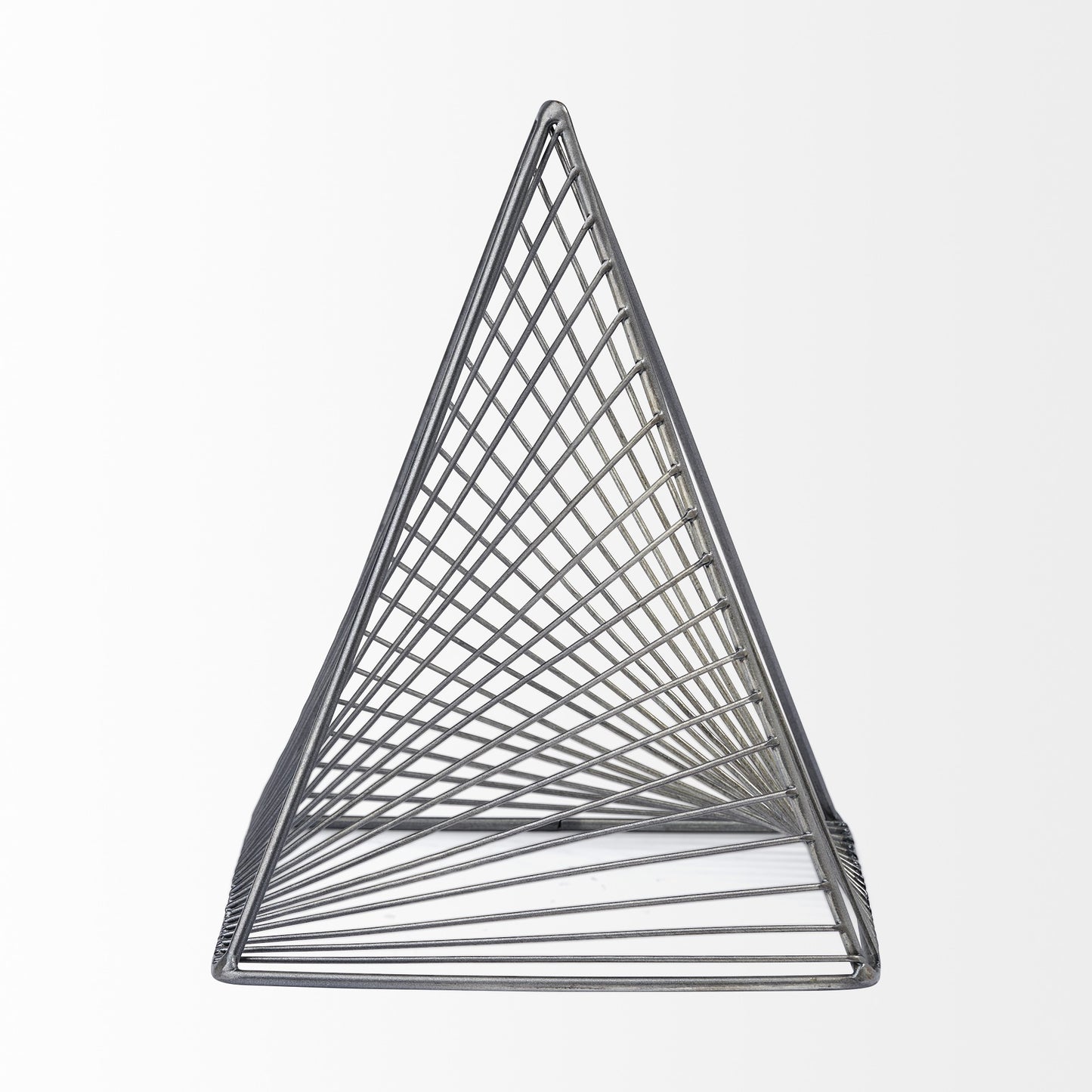 Contemporary Gray Metal Triangular Decor Piece