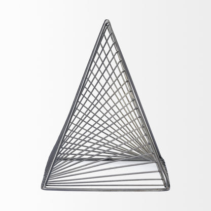 Contemporary Gray Metal Triangular Decor Piece