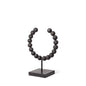 12" Black Wood and Metal Abstract Beaded Tabletop Sculpture