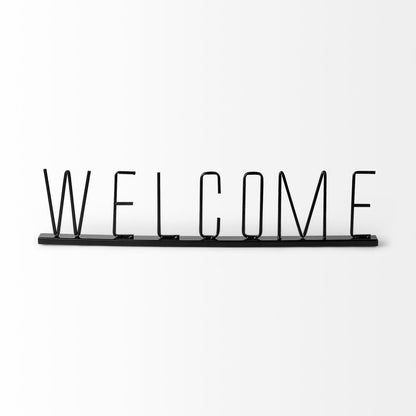 24" Black Metal Welcome Sign Tabletop Sculpture