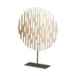17" Antiqued Gold Round Disc Metal Tabletop Sculpture