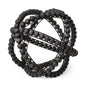 12" Black Wood Bead And Metal Decorative Orb Sculpture