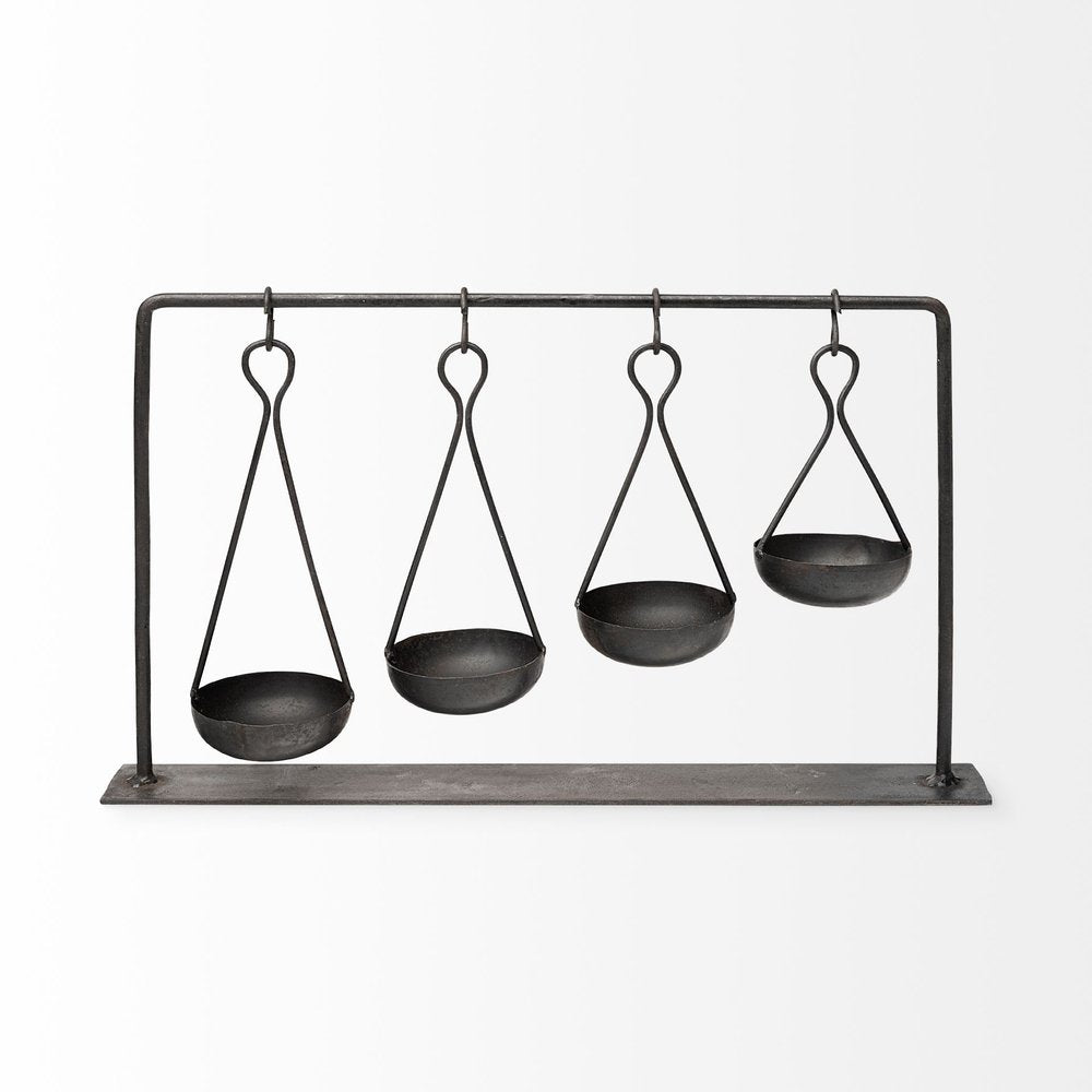 19" Charcoal Metal Vintage Spice Rack Tabletop Sculpture
