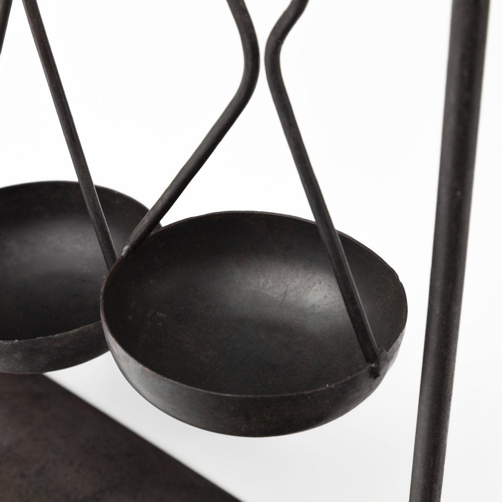 19" Charcoal Metal Vintage Spice Rack Tabletop Sculpture