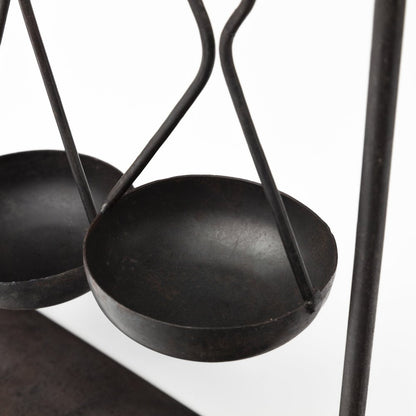 19" Charcoal Metal Vintage Spice Rack Tabletop Sculpture