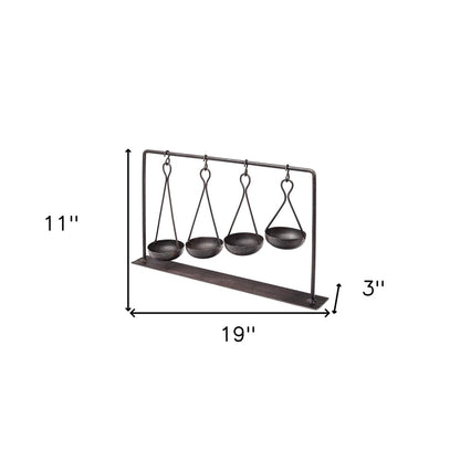 19" Charcoal Metal Vintage Spice Rack Tabletop Sculpture