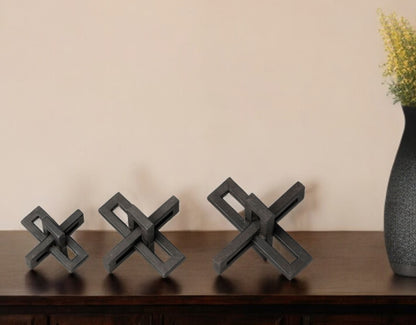 Set of Three 4" Black Metal Tabletop Sculpture