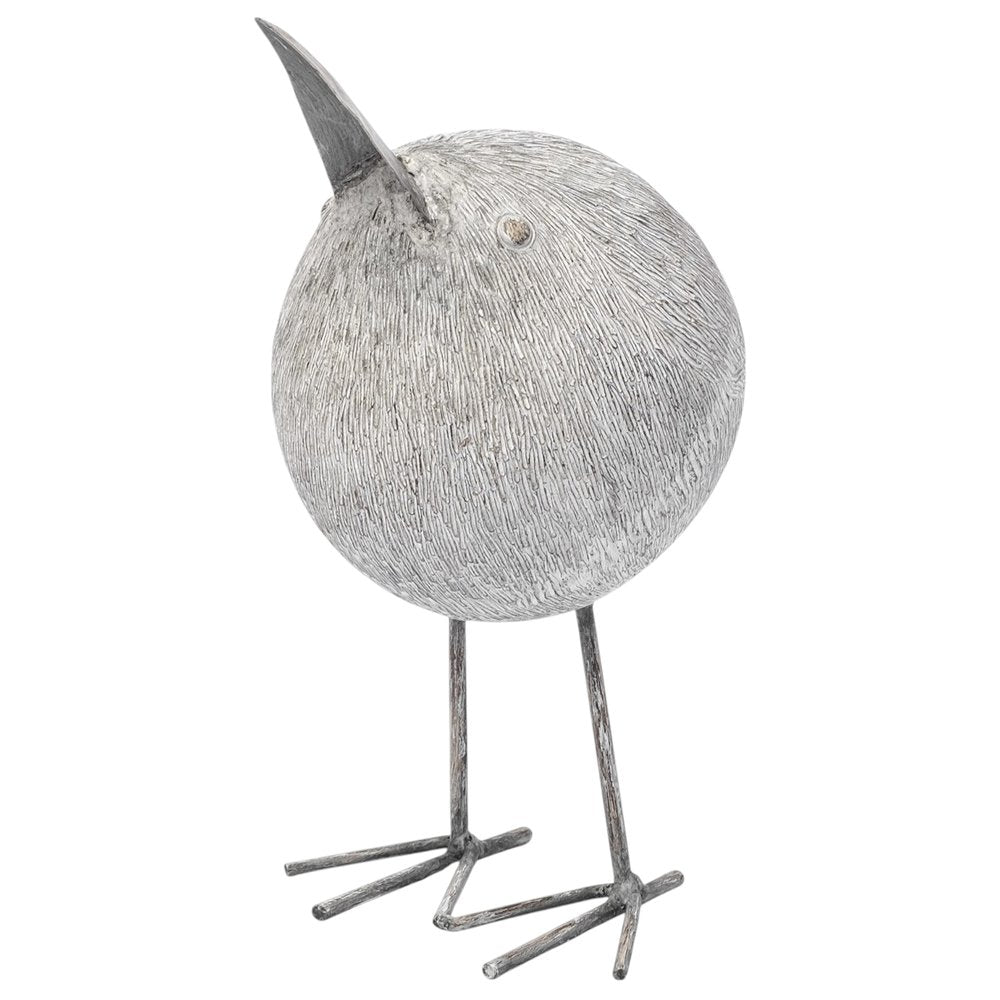 8" Off White Resin And Metal Snipe Bird Tabletop Sculpture