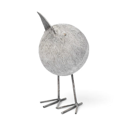 8" Off White Resin And Metal Snipe Bird Tabletop Sculpture