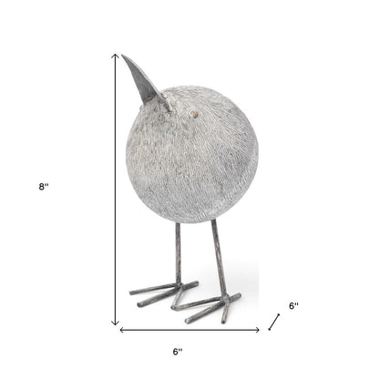 8" Off White Resin And Metal Snipe Bird Tabletop Sculpture