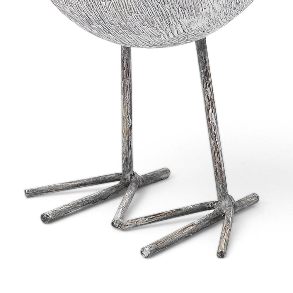 8" Off White Resin And Metal Snipe Bird Tabletop Sculpture