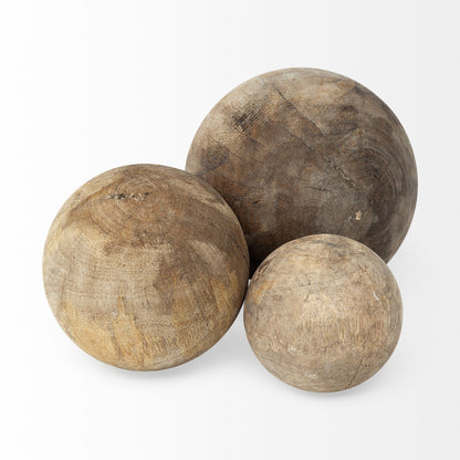 Set Of Three Wooden Spheres