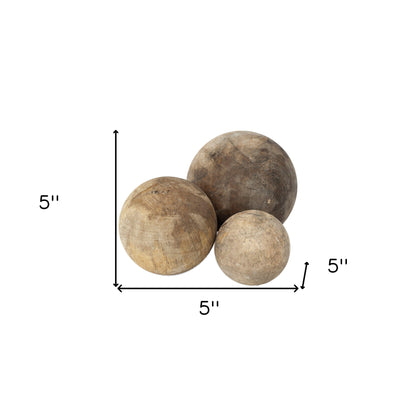 Set Of Three Wooden Spheres