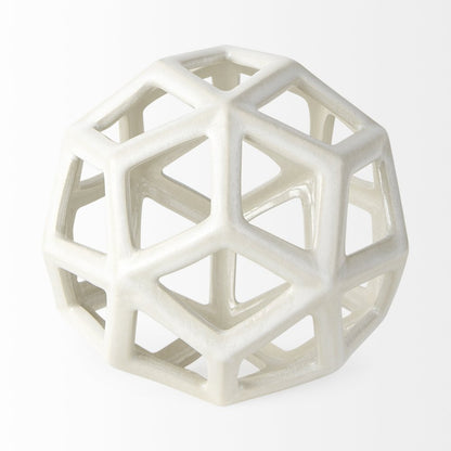 7" White Ceramic Decorative Orb Tabletop Sculpture