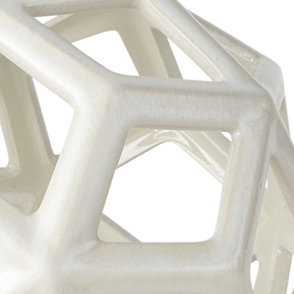 7" White Ceramic Decorative Orb Tabletop Sculpture