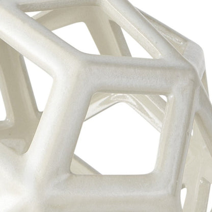 7" White Ceramic Decorative Orb Tabletop Sculpture