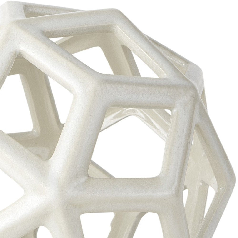 7" White Ceramic Decorative Orb Tabletop Sculpture