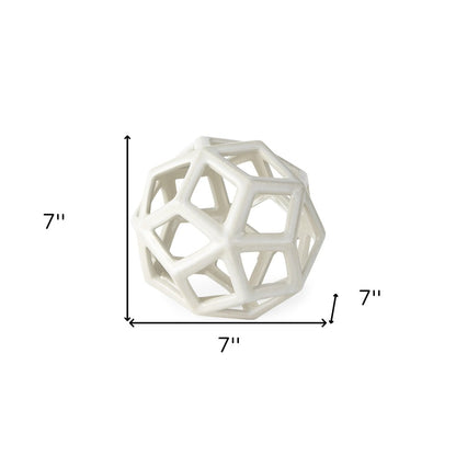 7" White Ceramic Decorative Orb Tabletop Sculpture