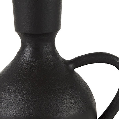 7" Black Ceramic Round Jug Vase