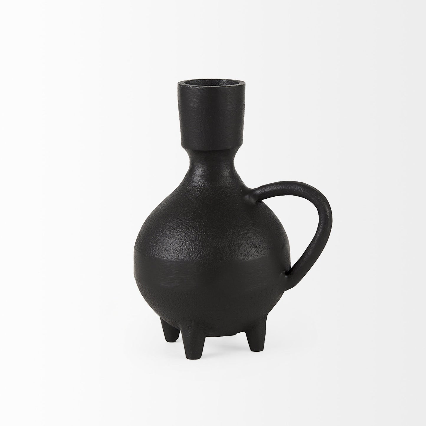 7" Black Ceramic Round Jug Vase