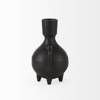 7" Black Ceramic Round Jug Vase