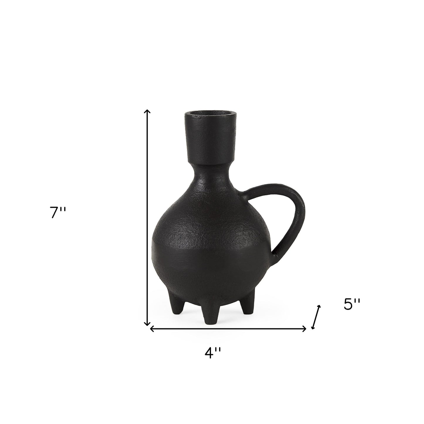 7" Black Ceramic Round Jug Vase