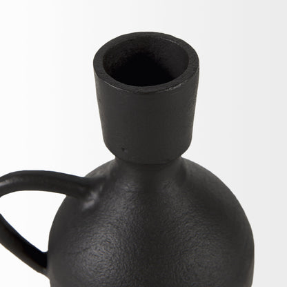 7" Black Ceramic Round Jug Vase