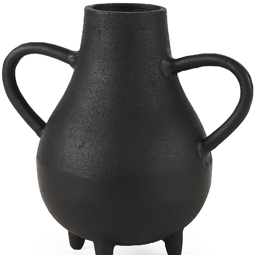 Black Matte Metal Two Handle Vase