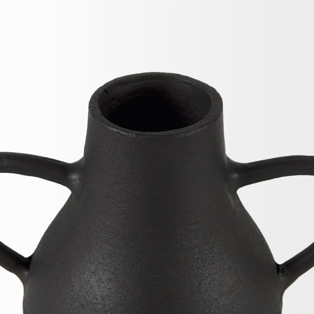 8" Black Two Handle Ceramic Jug Vase