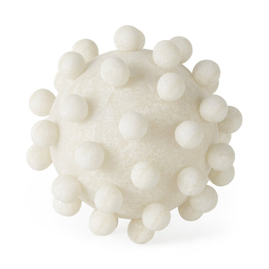 6" Ivory Resin Knobby Nubs Orb Tabletop Sculpture
