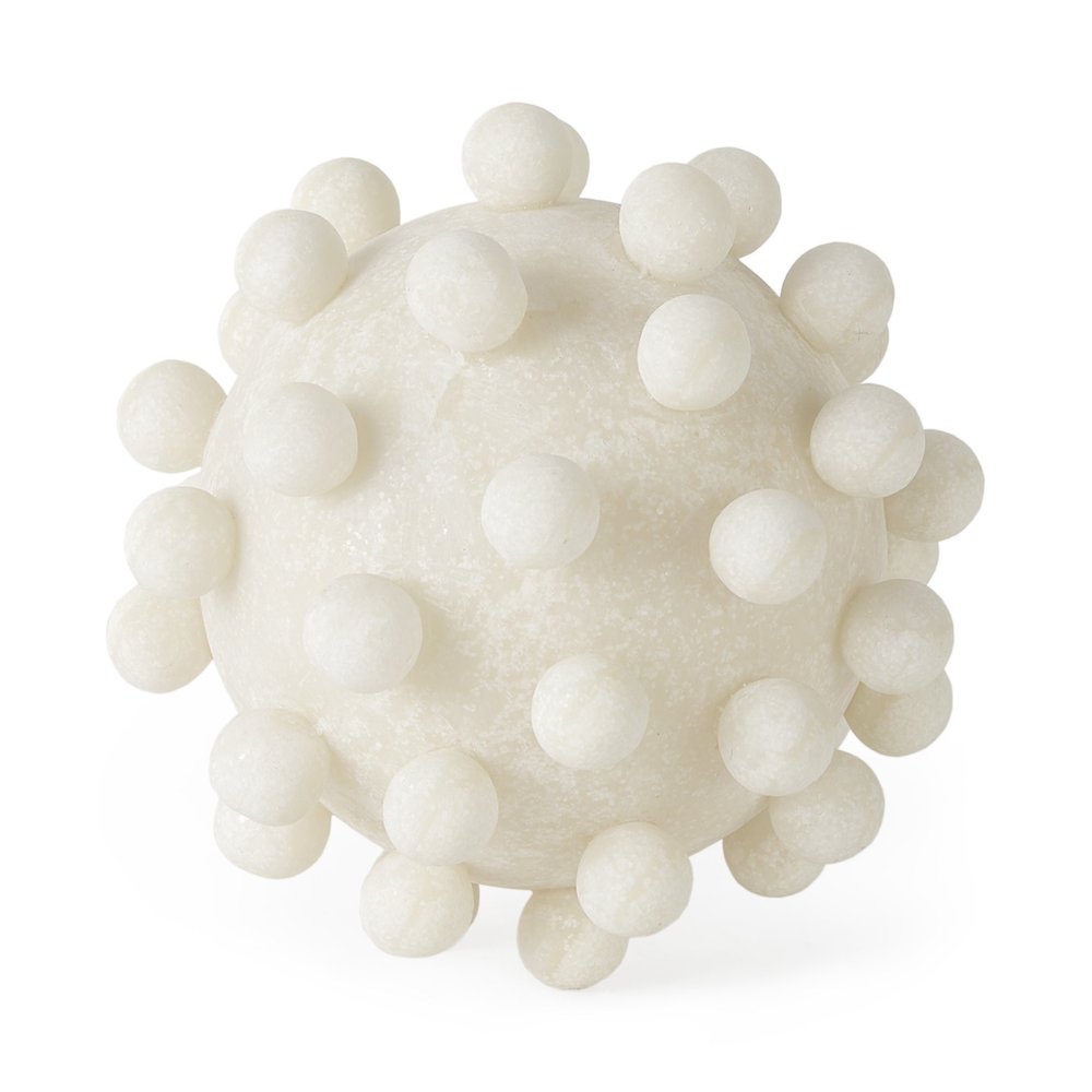 6" Ivory Resin Knobby Nubs Orb Tabletop Sculpture
