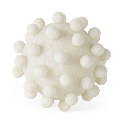 6" Ivory Resin Knobby Nubs Orb Tabletop Sculpture