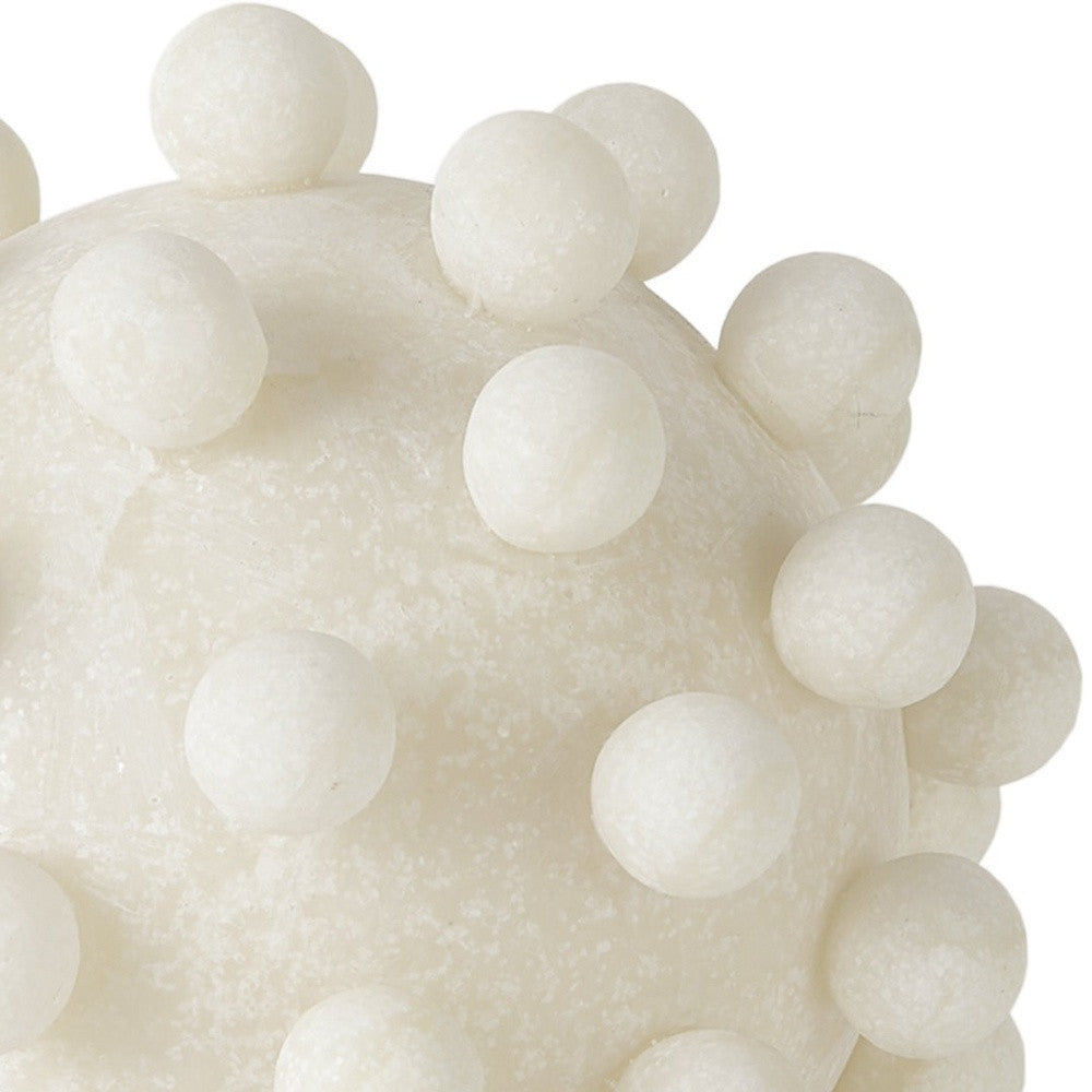 6" Ivory Resin Knobby Nubs Orb Tabletop Sculpture