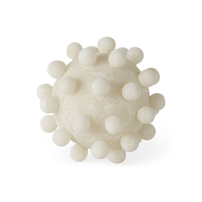 5" Ivory Resin Knobby Nubs Orb Tabletop Sculpture