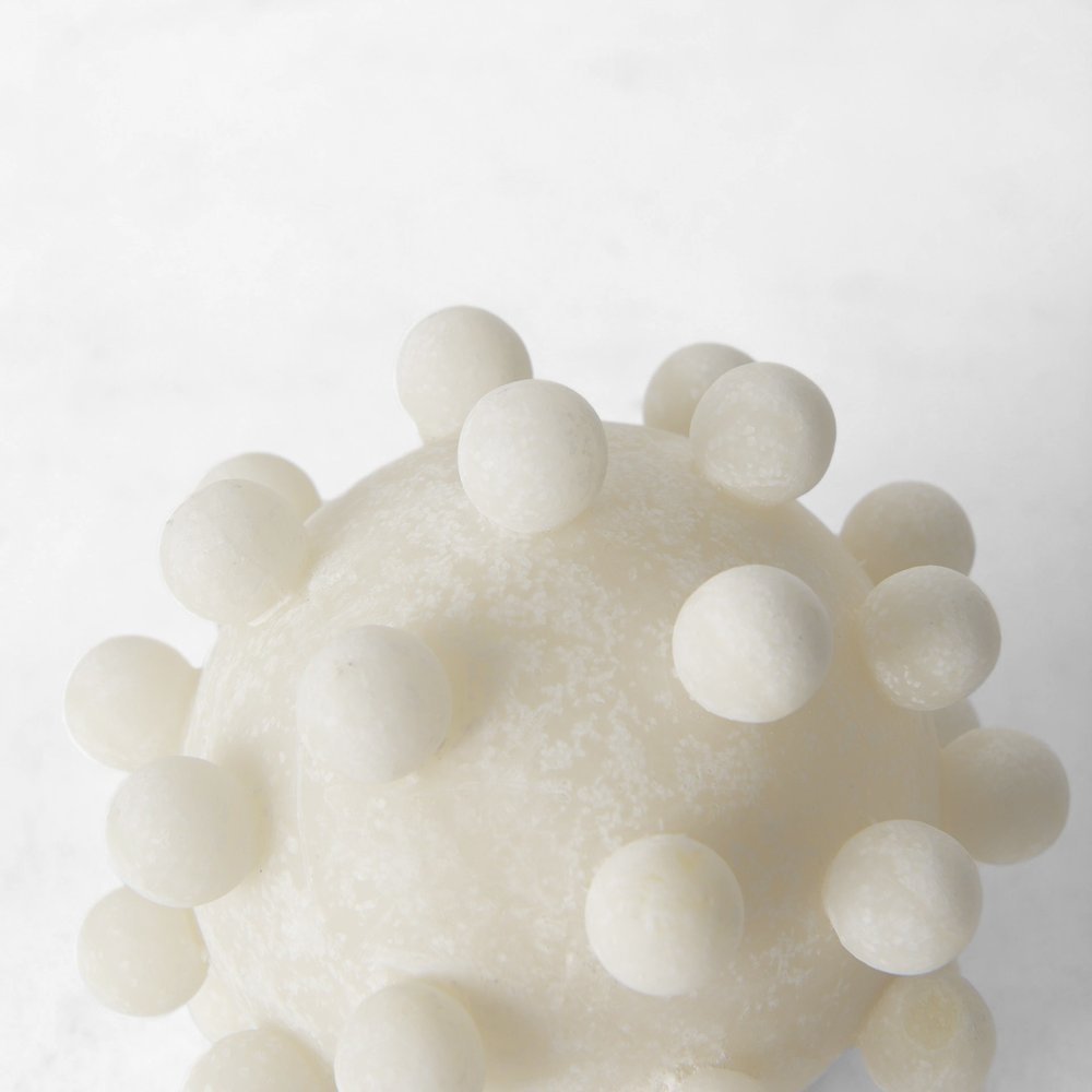 5" Ivory Resin Knobby Nubs Orb Tabletop Sculpture