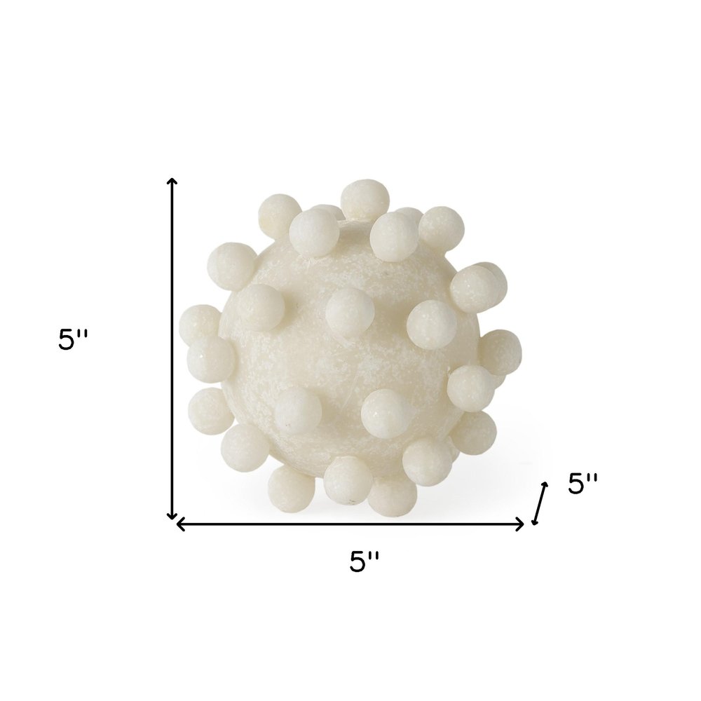 5" Ivory Resin Knobby Nubs Orb Tabletop Sculpture